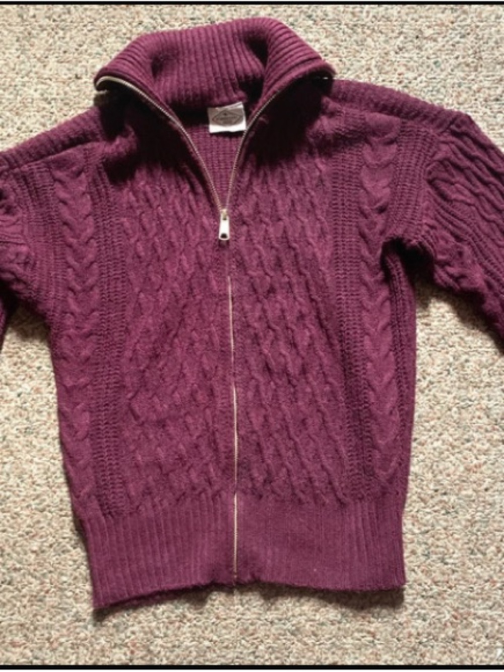 St. John's Bay Cable-Knit Zip Cardigan - Burgundy/Wine